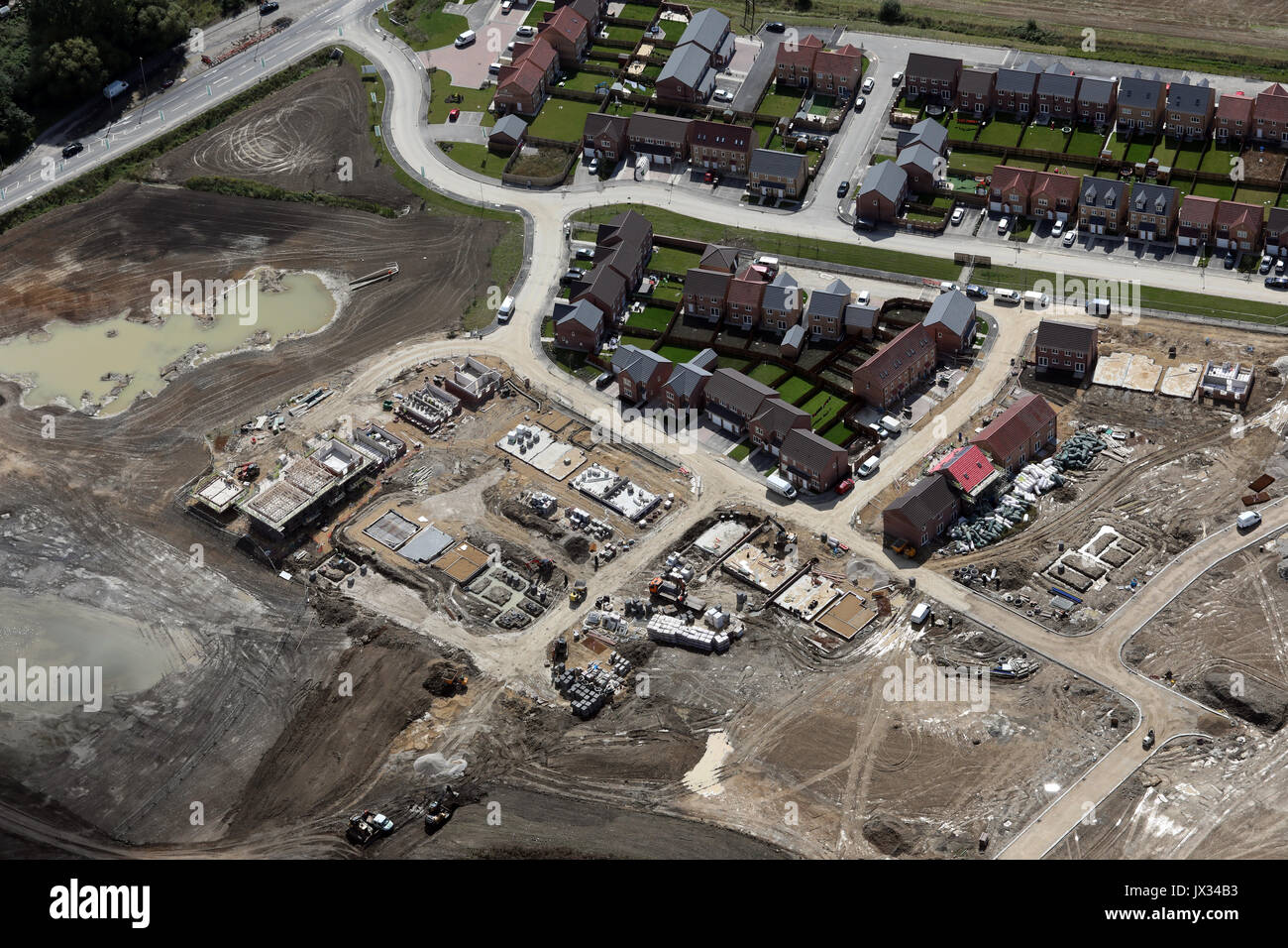 aerial view of house building in the UK Stock Photo