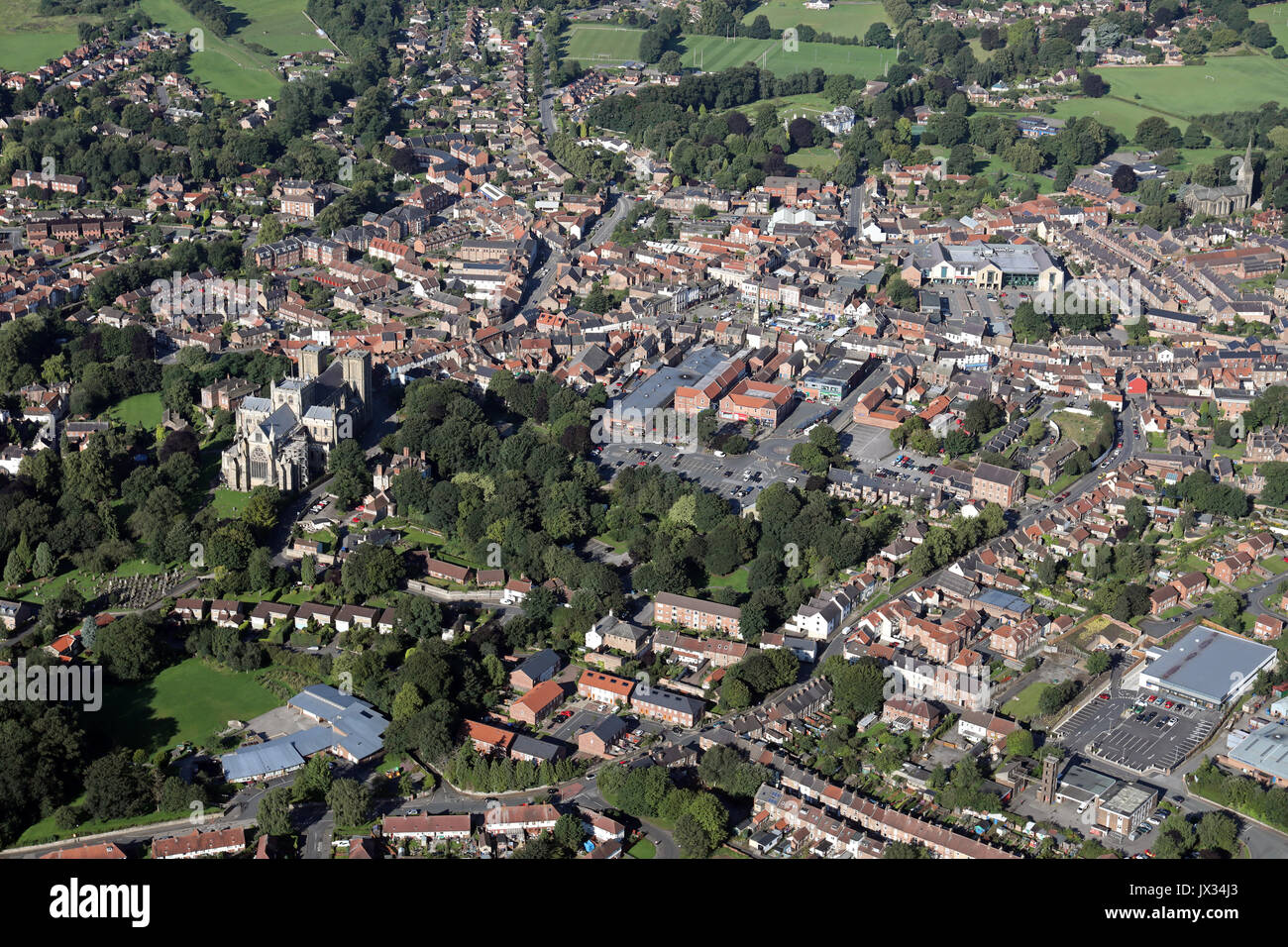 aerial view of Ripon city, North Yorkshire, UK Stock Photo