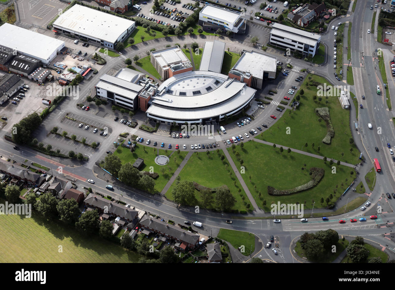 aerial view of Warrington Collegiate college, UK Stock Photo