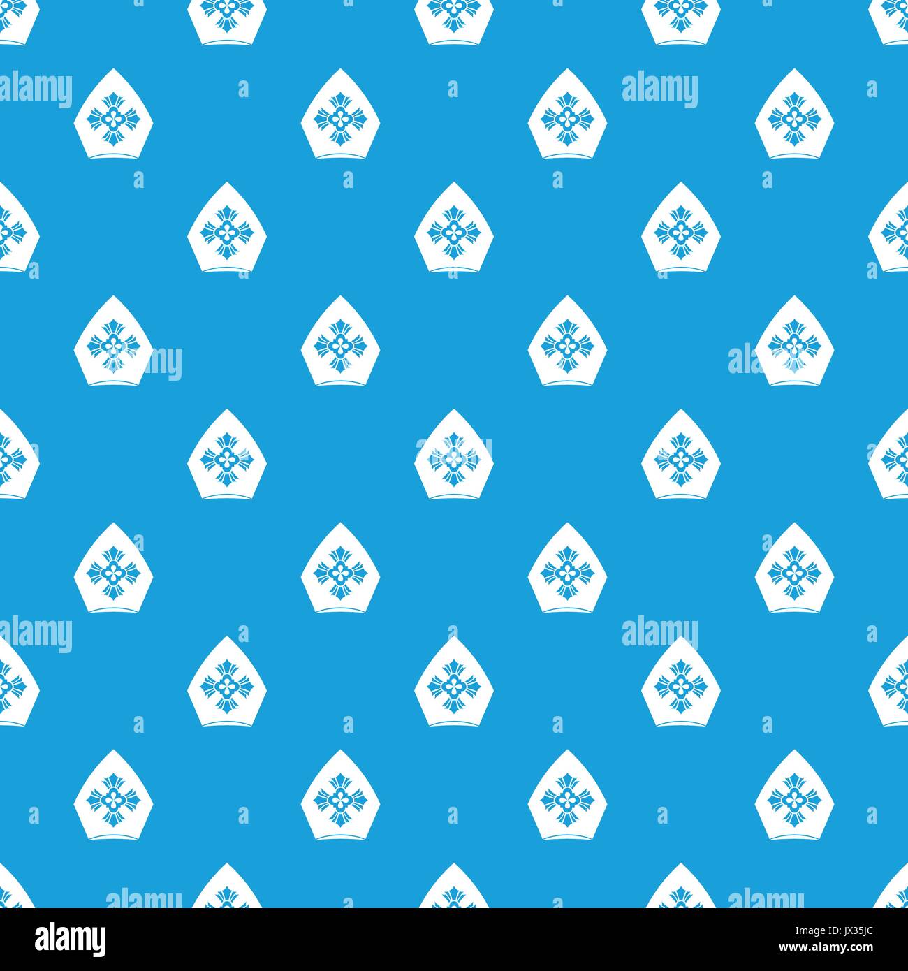 Christian hat pattern seamless blue Stock Vector
