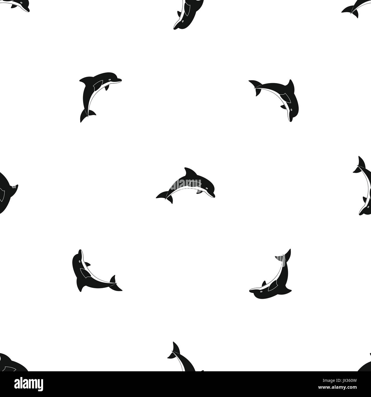 Jumping dolphin pattern seamless black Stock Vector