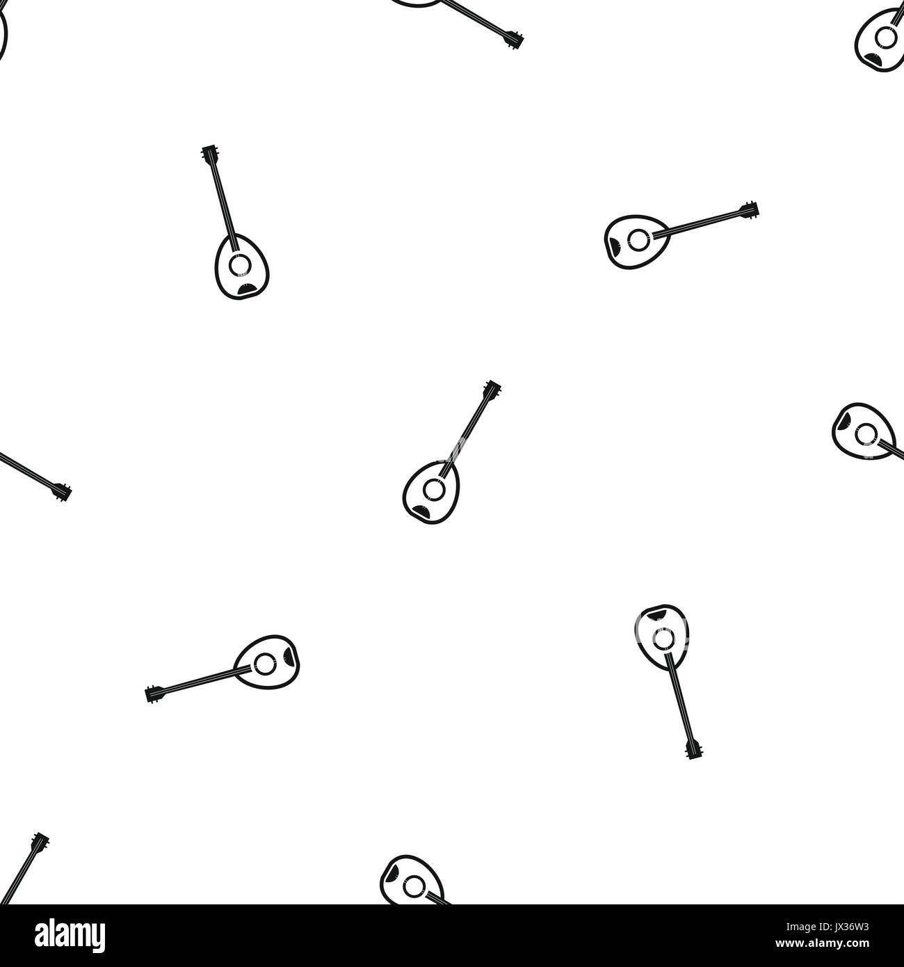 Saz turkish music instrument pattern seamless black Stock Vector