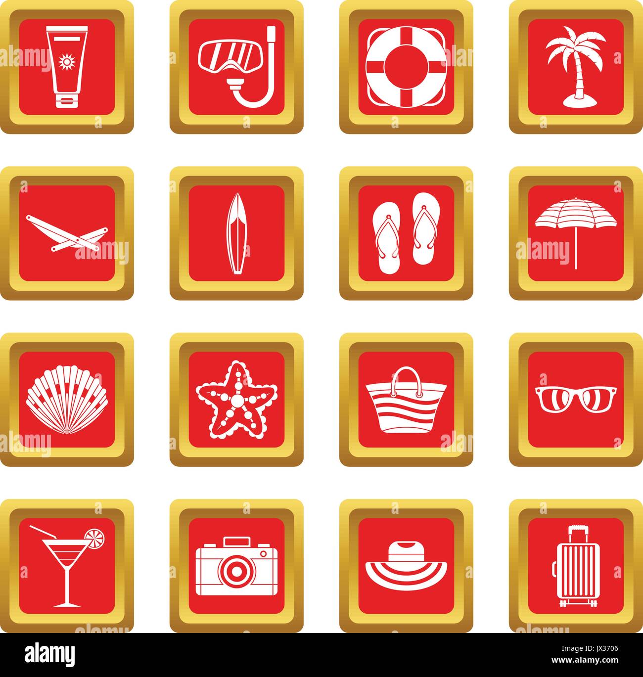 Summer rest icons set red Stock Vector Image & Art - Alamy