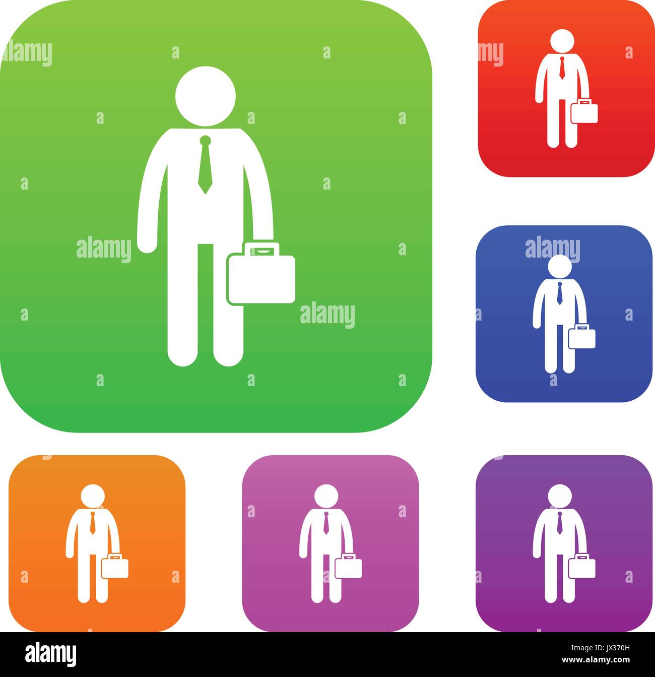 Businessman standing with his briefcase set collection Stock Vector ...