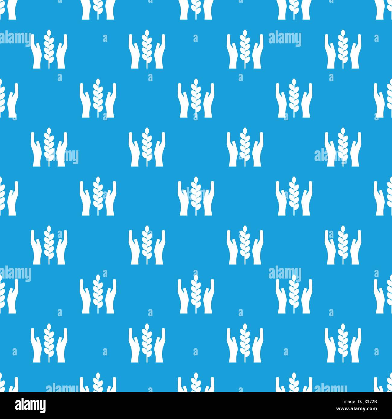 Hands and ear of wheat pattern seamless blue Stock Vector Image & Art ...