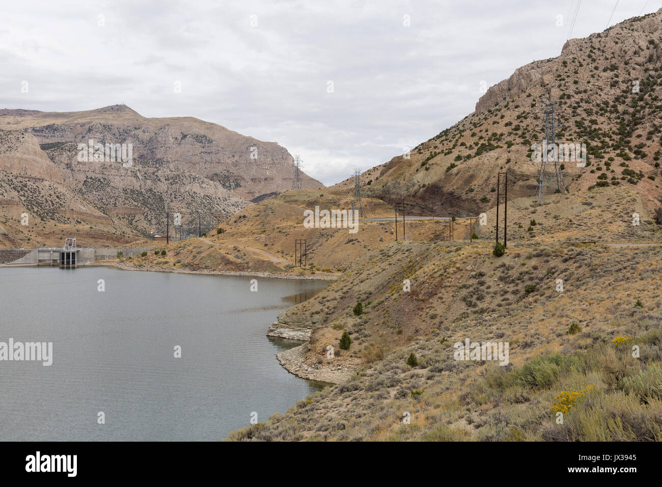Boysen Dam. Wind river Canyon Scenic Byway. Sept, 2016. Wind River Canyon, Wyoming, USA Stock Photo