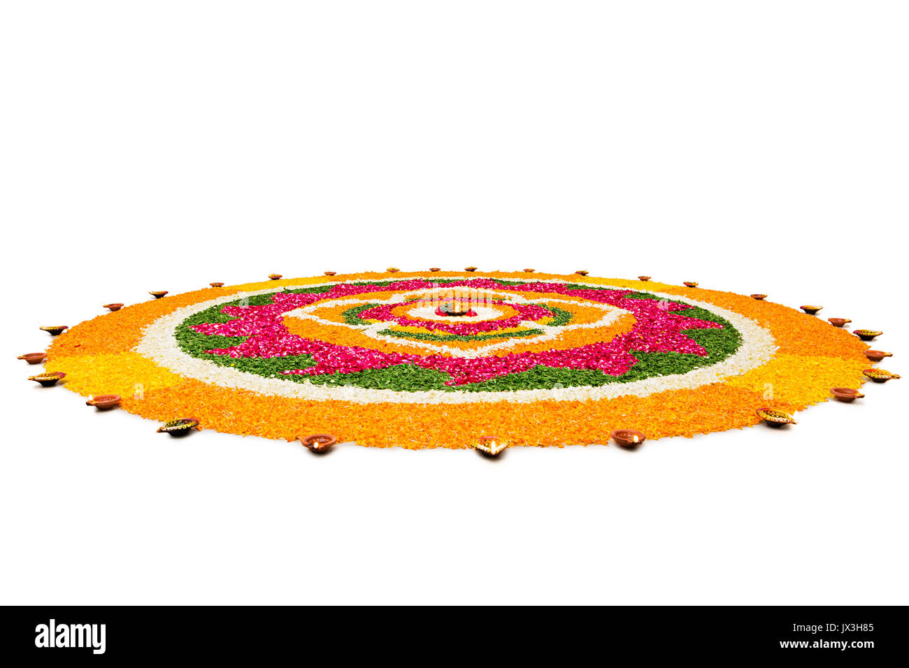 Flower Rangoli Designs With Diyas For Diwali Festival India Asia ...