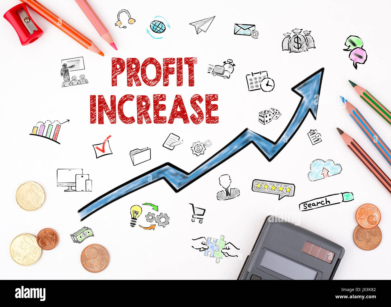 Profit Increase concept. The sheet of paper with diagram Stock Photo