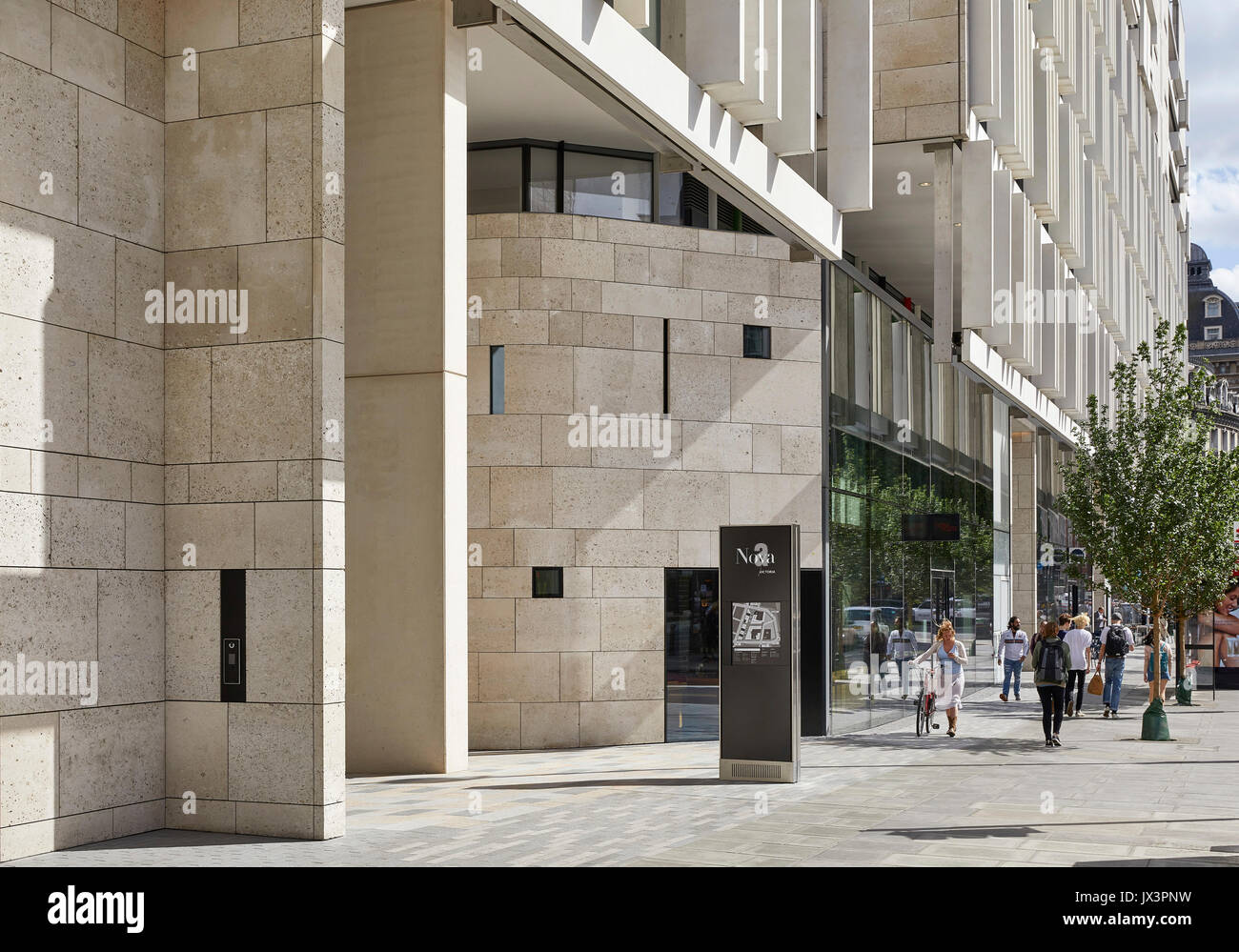 The Portland external stone facade with shoppers walking along the