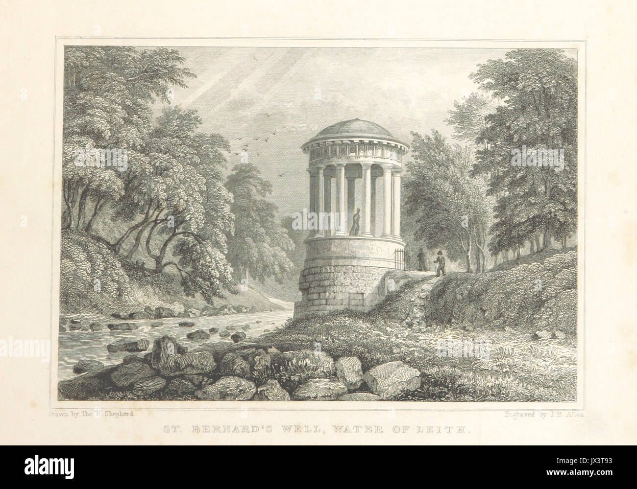 MA(1829) p 163   St Bernard's Well, Water of Leith   Thomas Hosmer Shepherd Stock Photo