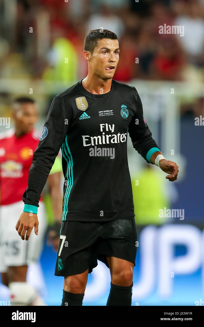 Skopje, FYROM - August 8,2017: Real Madrid Cristiano Ronaldo during the  UEFA Super Cup Final match between Real Madrid and Manchester United at  Philip Stock Photo - Alamy