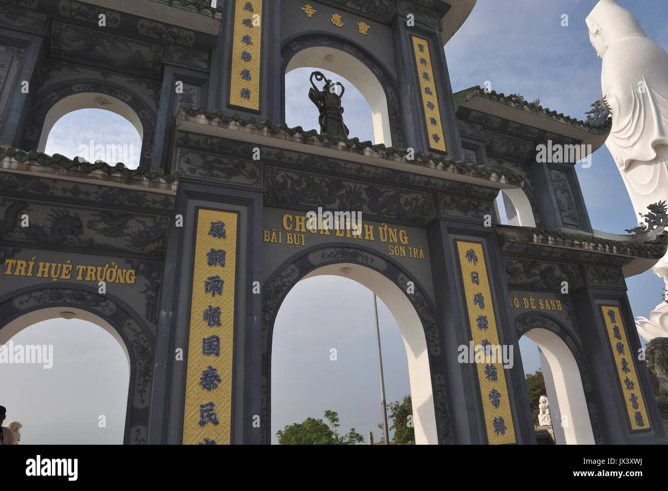 Front gate of Linh Ung Pagoda, Chua Linh Ung. Boddhisattva statue of Avalokiteshvara,. Da Nang. VIETNAM Stock Photo