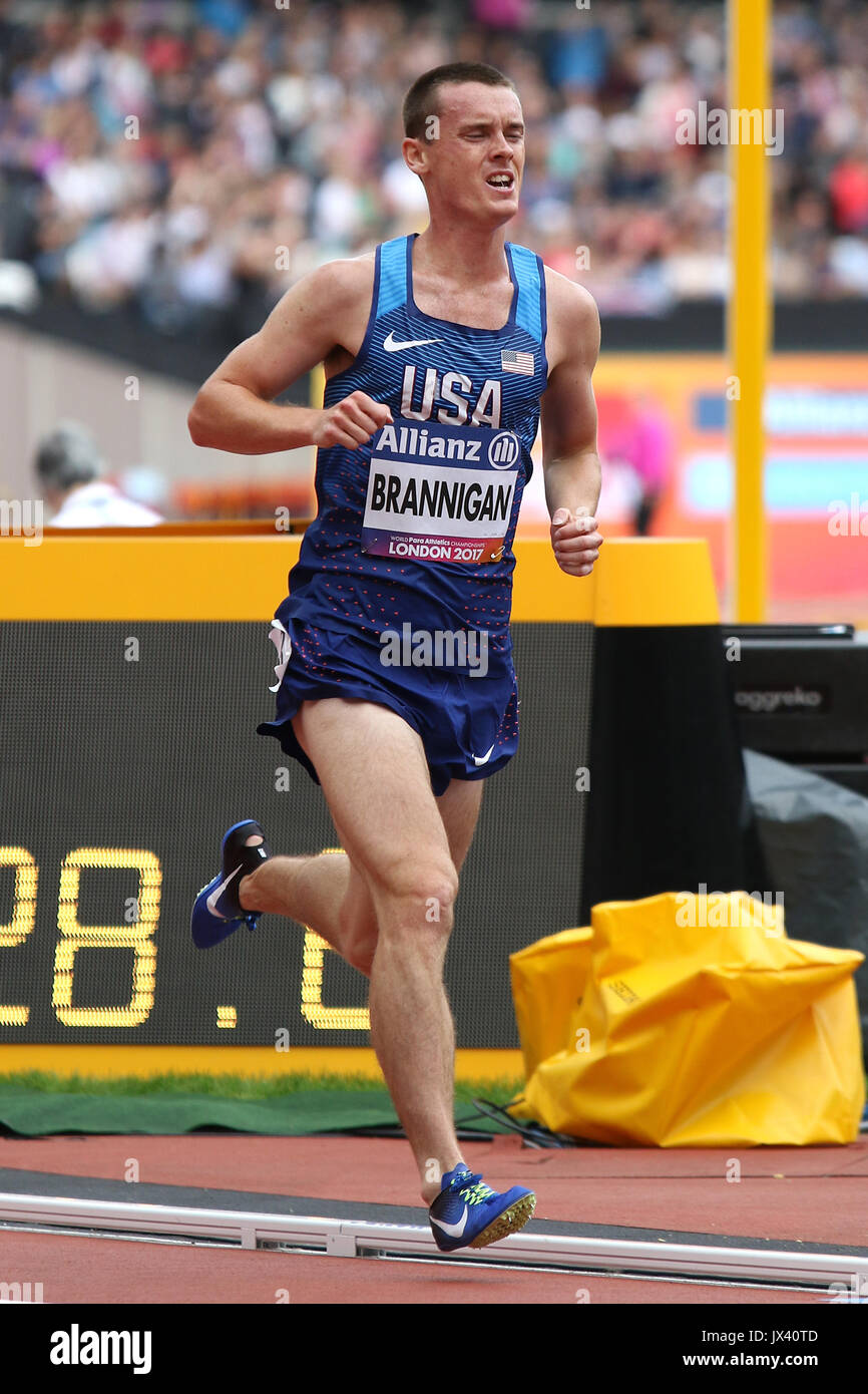 Michael BRANNIGAN of the USA gets silver in the Men's 5000 m T20 Final at the World Para Championships in London 2017 Stock Photo