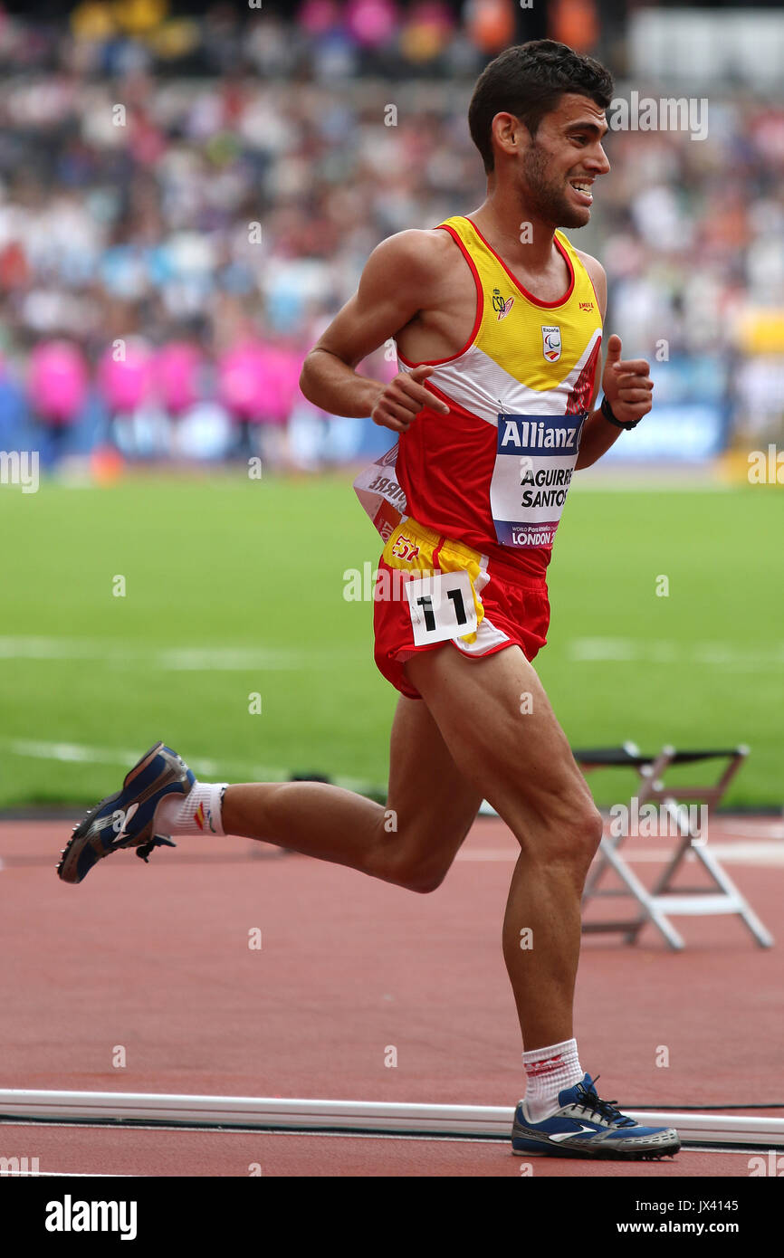 Asier AGUIRRE SANTOS of Spain in the Men's 5000 m T20 Final at the World Para Championships in London 2017 Stock Photo