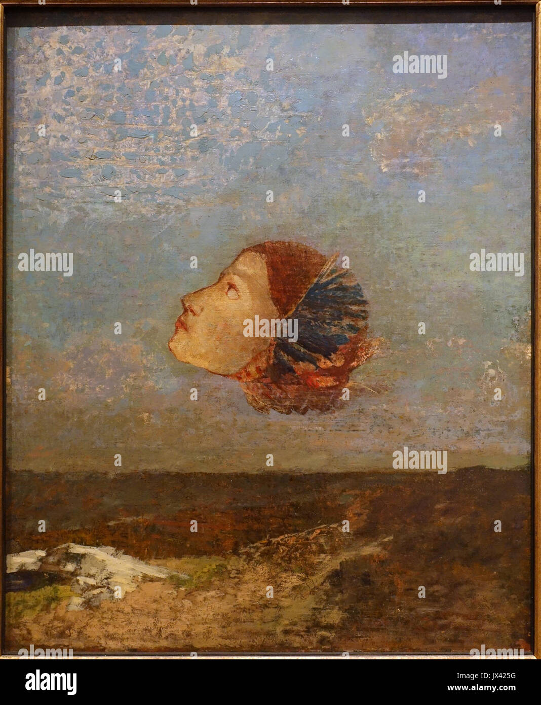 Hommage a Goya, by Odilon Redon, view 1, c  1885, oil on cardboard, mounted on canvas   Scharf Gerstenberg Collection   DSC03859 Stock Photo
