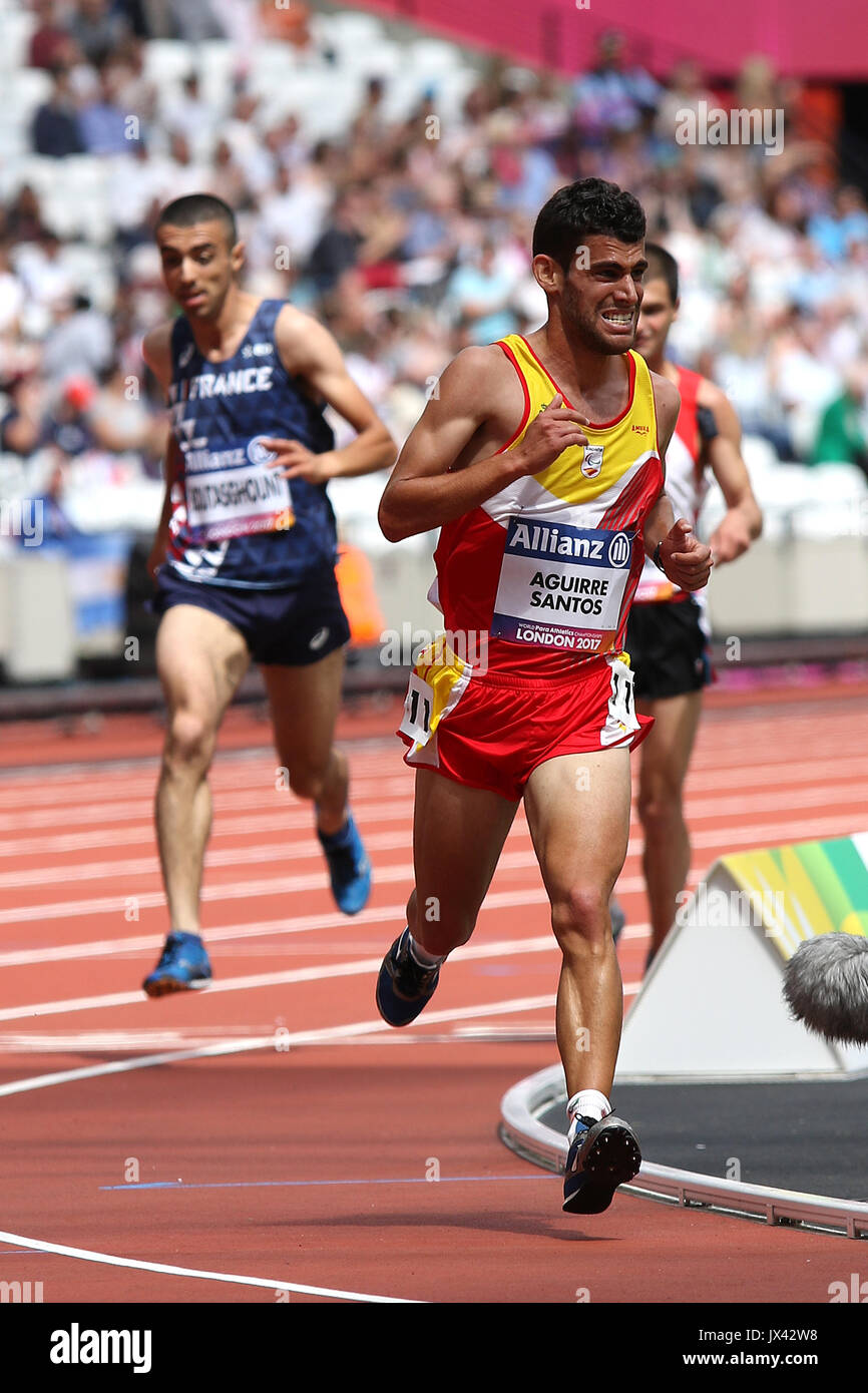 Asier AGUIRRE SANTOS of Spain in the Men's 5000 m T20 Final at the World Para Championships in London 2017 Stock Photo