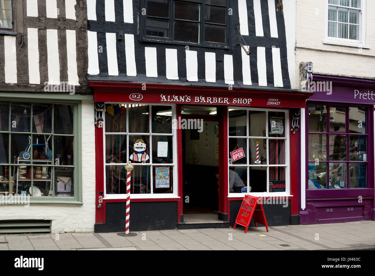 Barber shop in Tewkesbury, Gloucestershire, England, UK Stock Photo