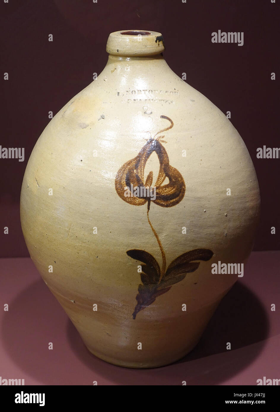 Jug, Luman Norton & Son Pottery, 1833 1840, salt glazed stoneware with