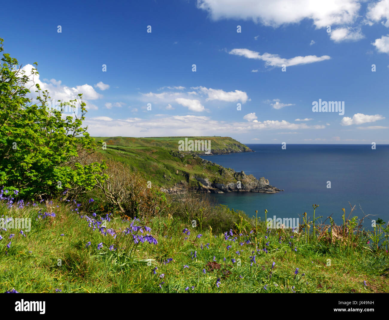 Looking towards Greeb and Dodman Point near Caerhays in Cornwall. Stock Photo