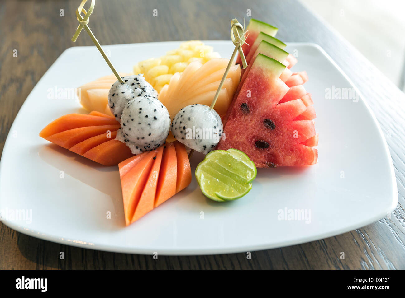 Exotic tropical fruit set for dessert Stock Photo Alamy