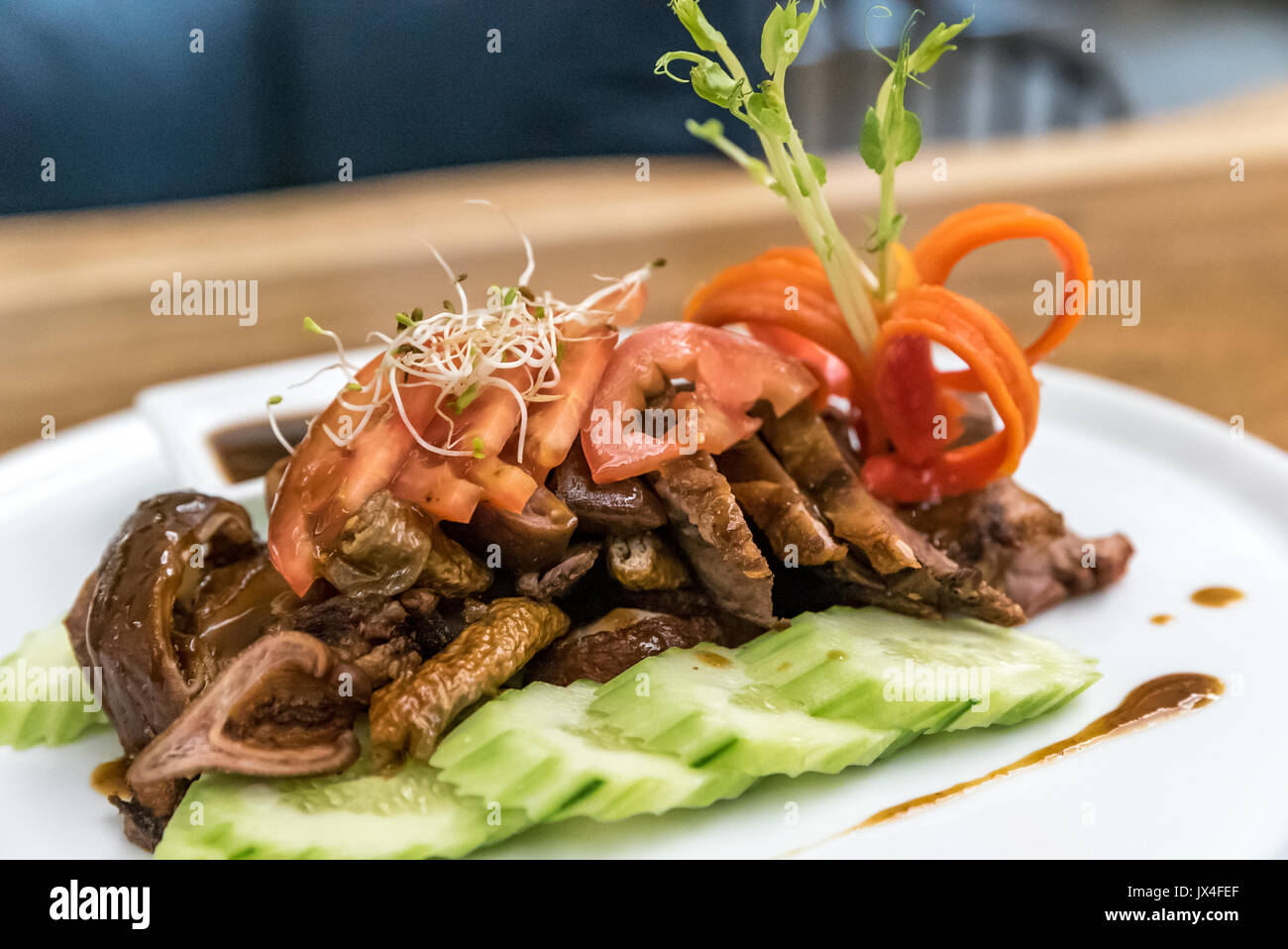 Loba deep Fried cinnamon pork and chitterlings, Southern Thai recipe Stock Photo