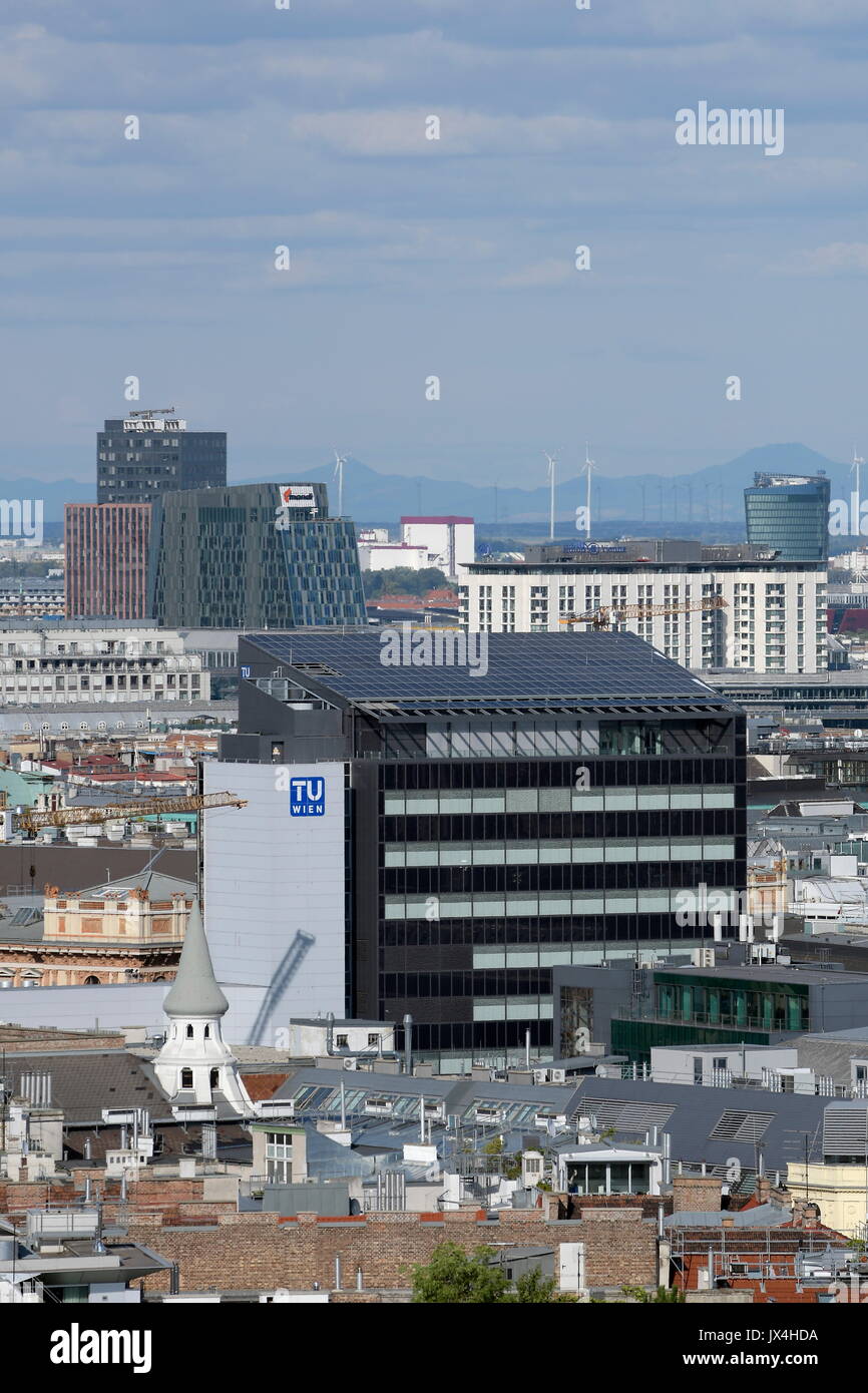 Vienna, Austria. View over Vienna to the Vienna University of Technology (TU Vienna) Stock Photo