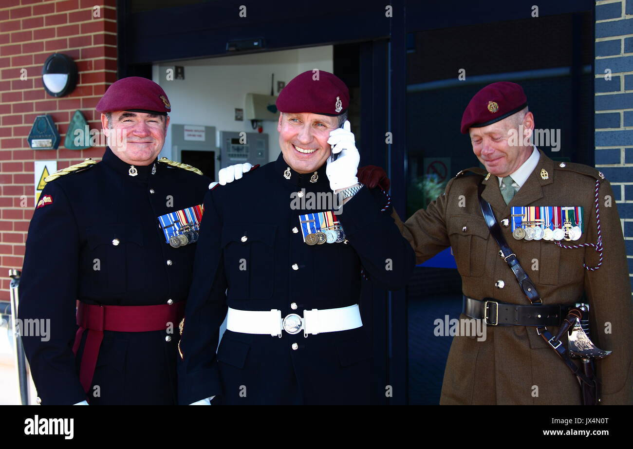 Soldiers wearing their distinctive Maroon Beret attend the wedding of one of their colleagues. Stock Photo