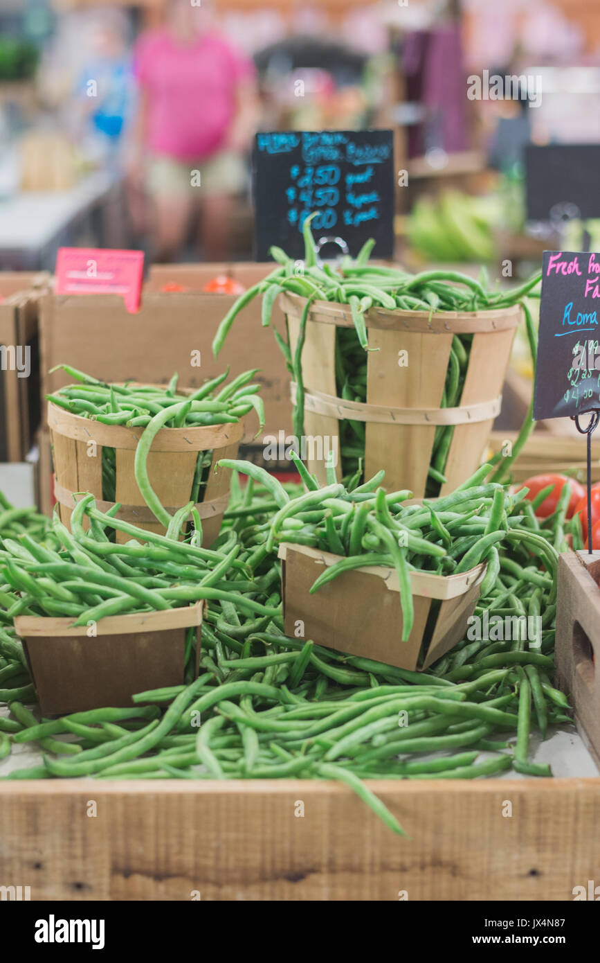 Green Beans at farmers market Stock Photo