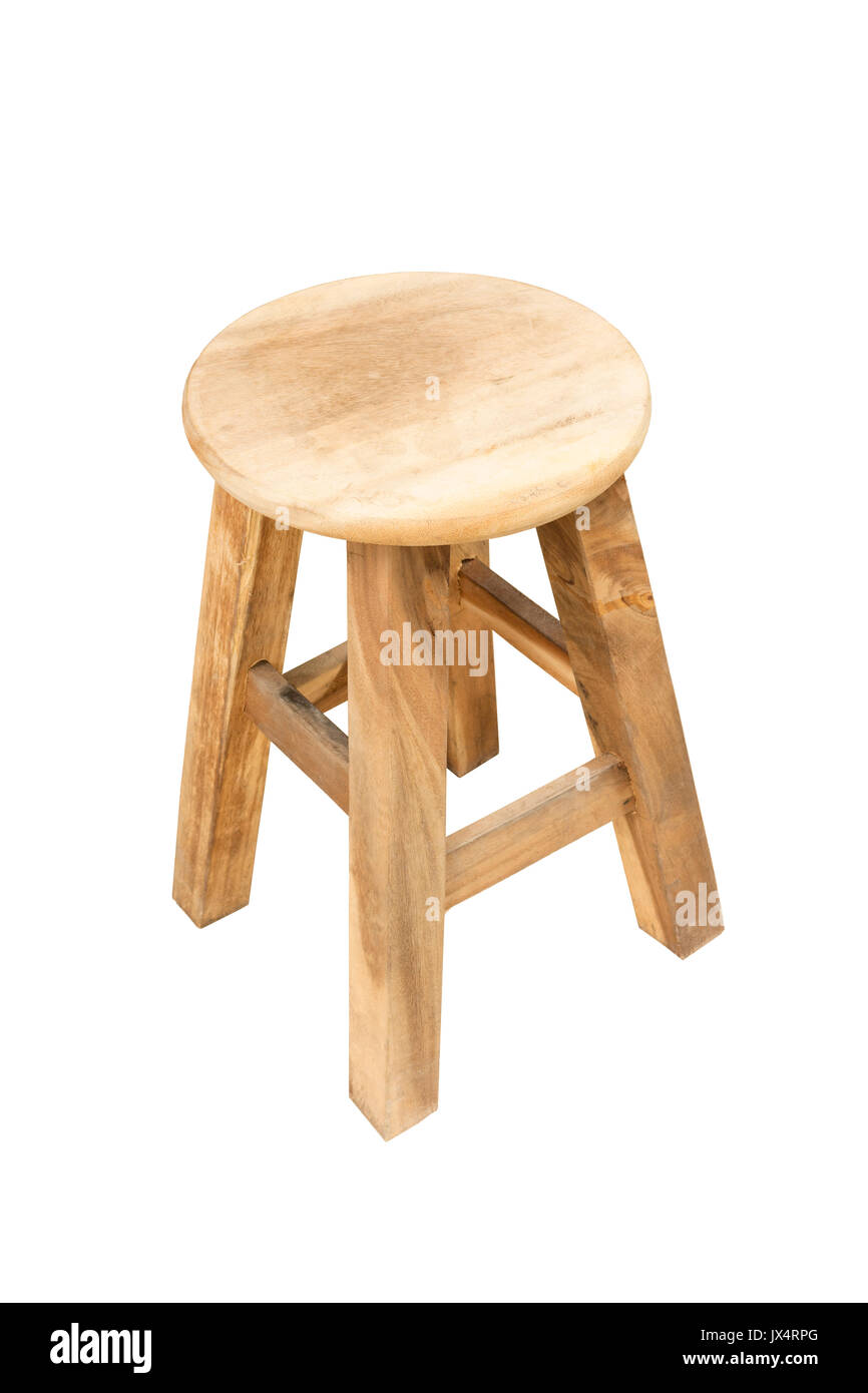 Round Wooden Chair Isolated On White Background Stock Photo
