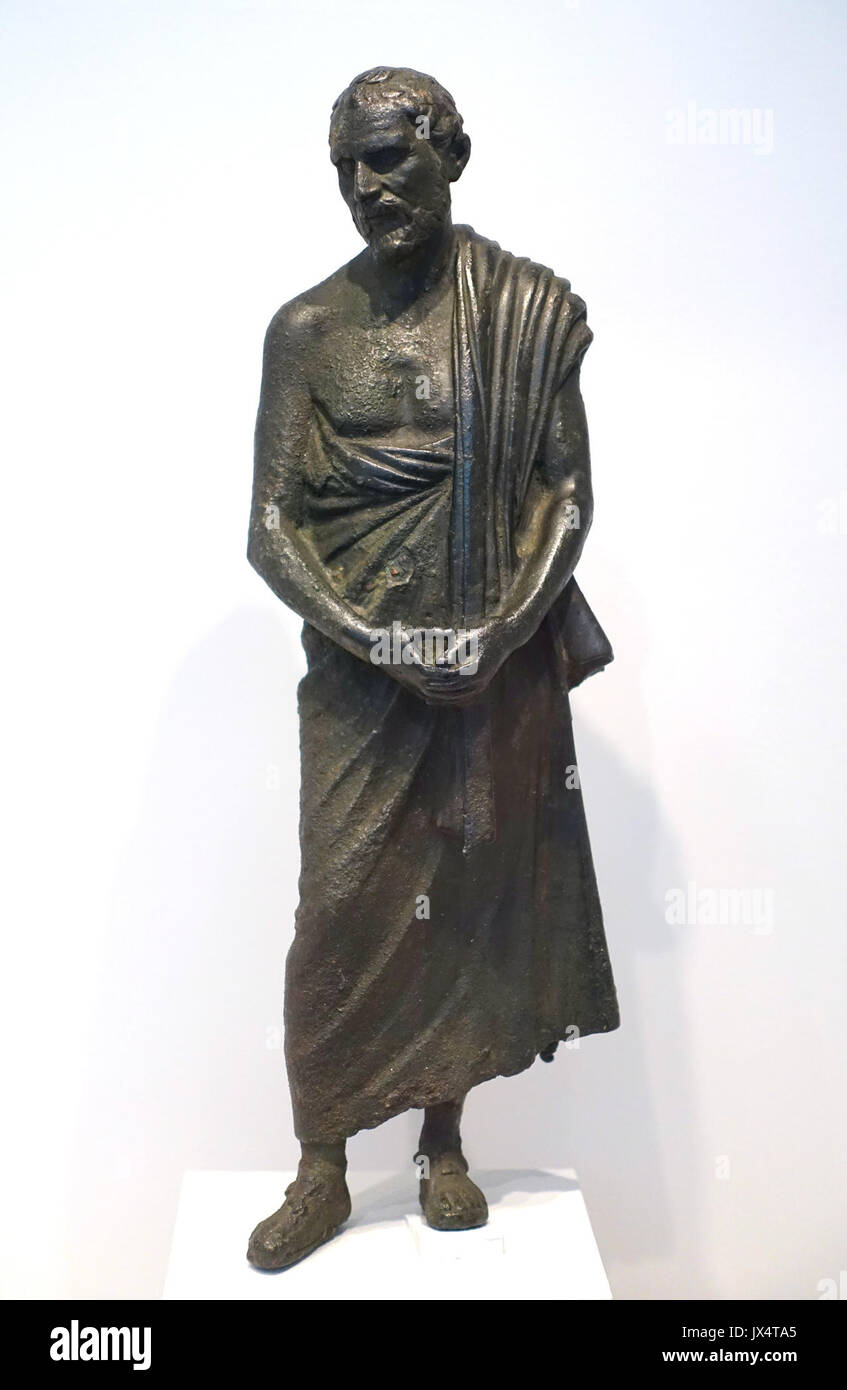 Portrait of the Greek Orator Demosthenes, Roman, 1st century BC to 2nd century AD, copy of Greek original of 3rd century BC, leaded bronze   Arthur M  Sackler Museum, Harvard University   DSC01526 Stock Photo