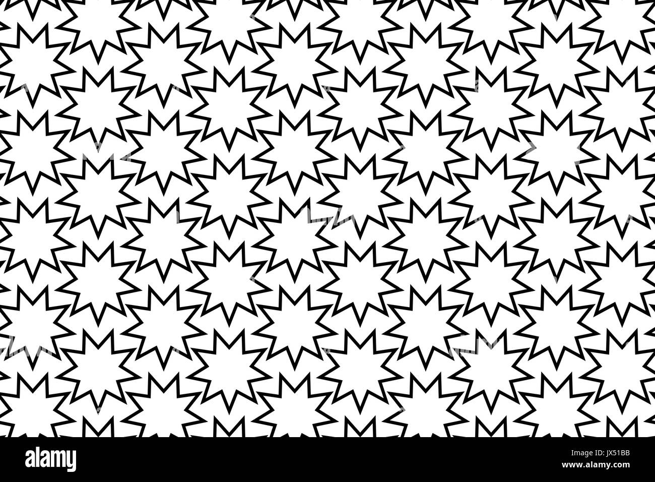 Black nine pointed star on white background vector pattern, Symbol of Bahai Faith pattern