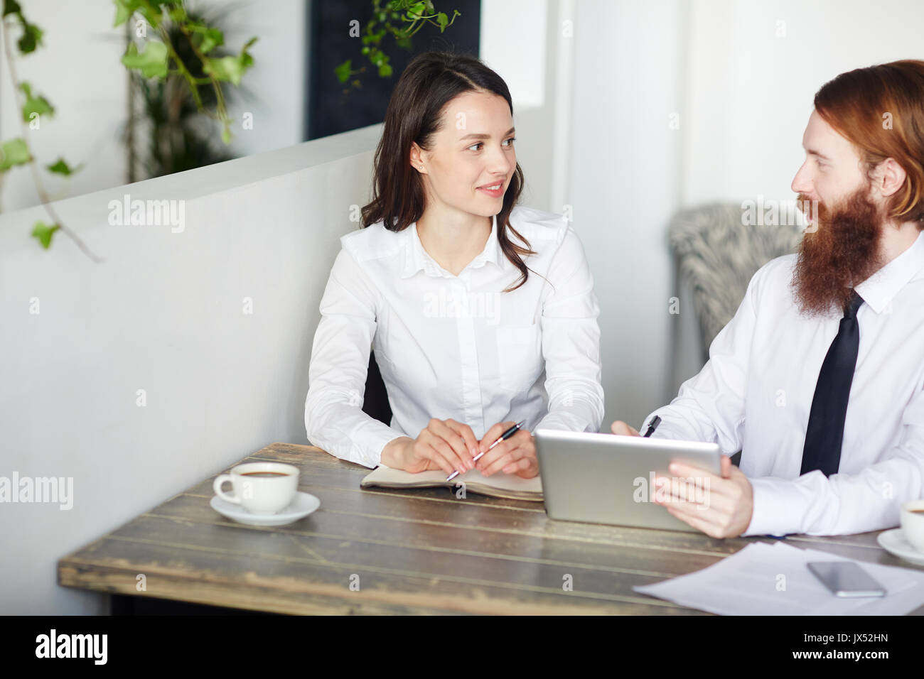 Discussing details of project Stock Photo