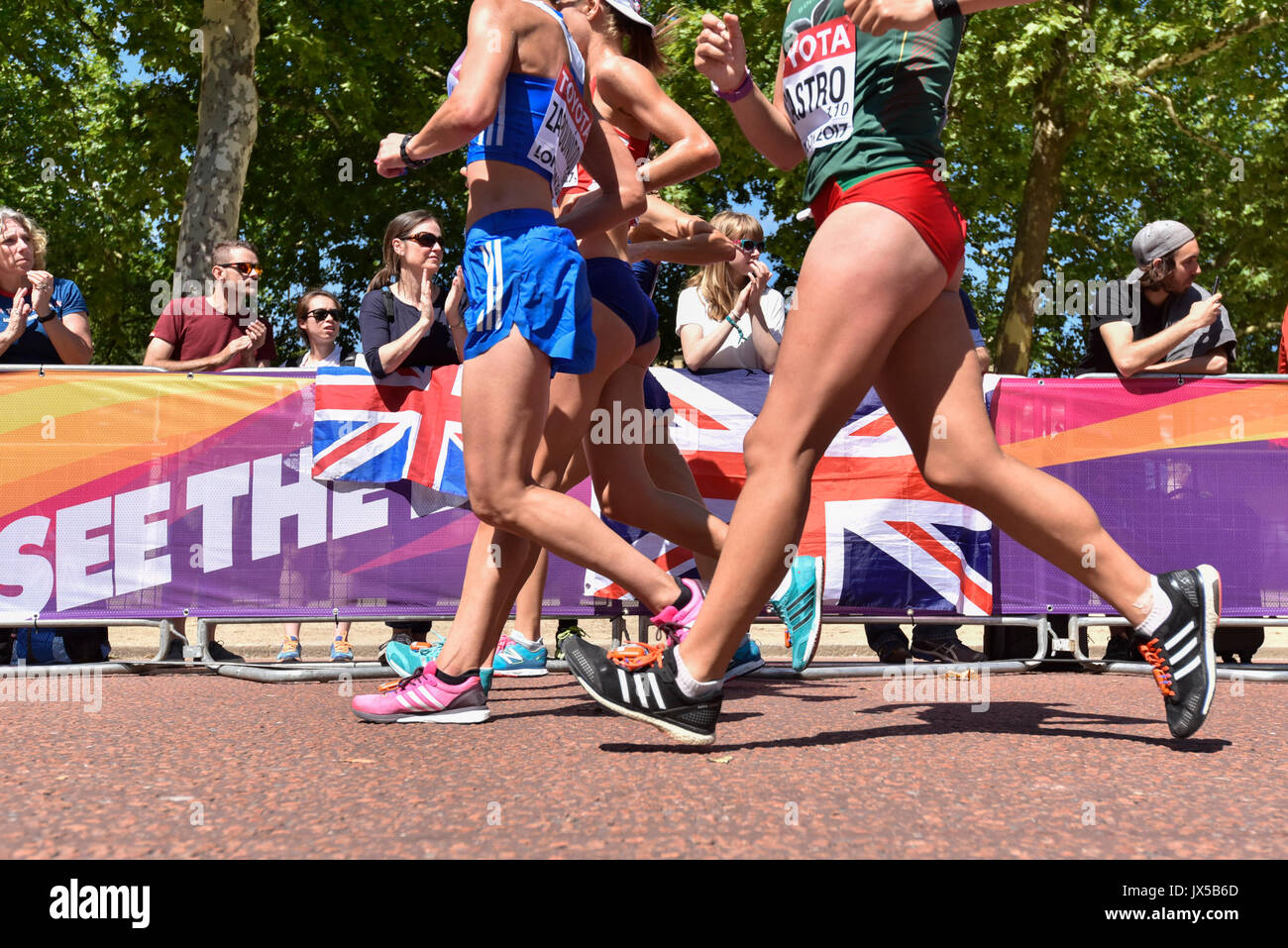 London, UK. 13 August 2017. Race walkers take part in the women's 20km
