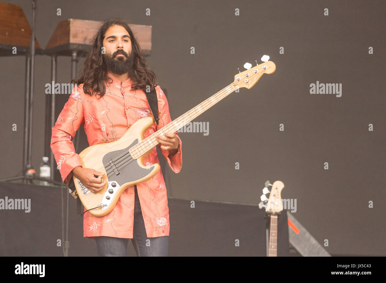 San Francisco, California, USA. 13th Aug, 2017. PAYAM DOOSTZADEH of Young the Giant during the Outside Lands Music Festival at Golden Gate Park in San Francisco, California Credit: Daniel DeSlover/ZUMA Wire/Alamy Live News Stock Photo