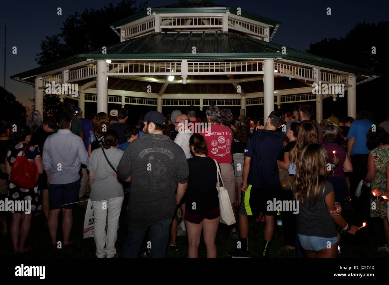 Gorgas Park in Philadelphia, USA. 13th August, 2017. Vigil in protest of the white supremacy march in Charlottesville, at Gorgas Park in Philadelphia Credit: Carlos Fernandez/Alamy Live News Stock Photo