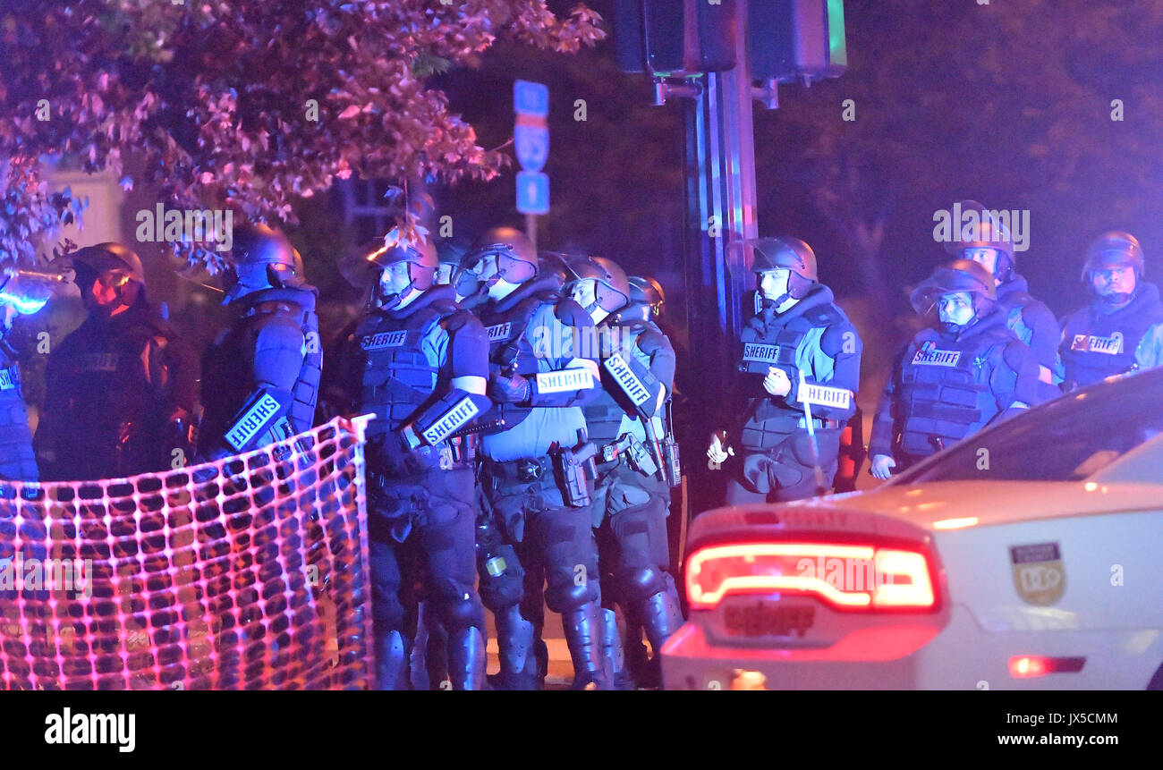 Durham, North Carolina, USA. 14th Aug, 2017. Police force gather after ...
