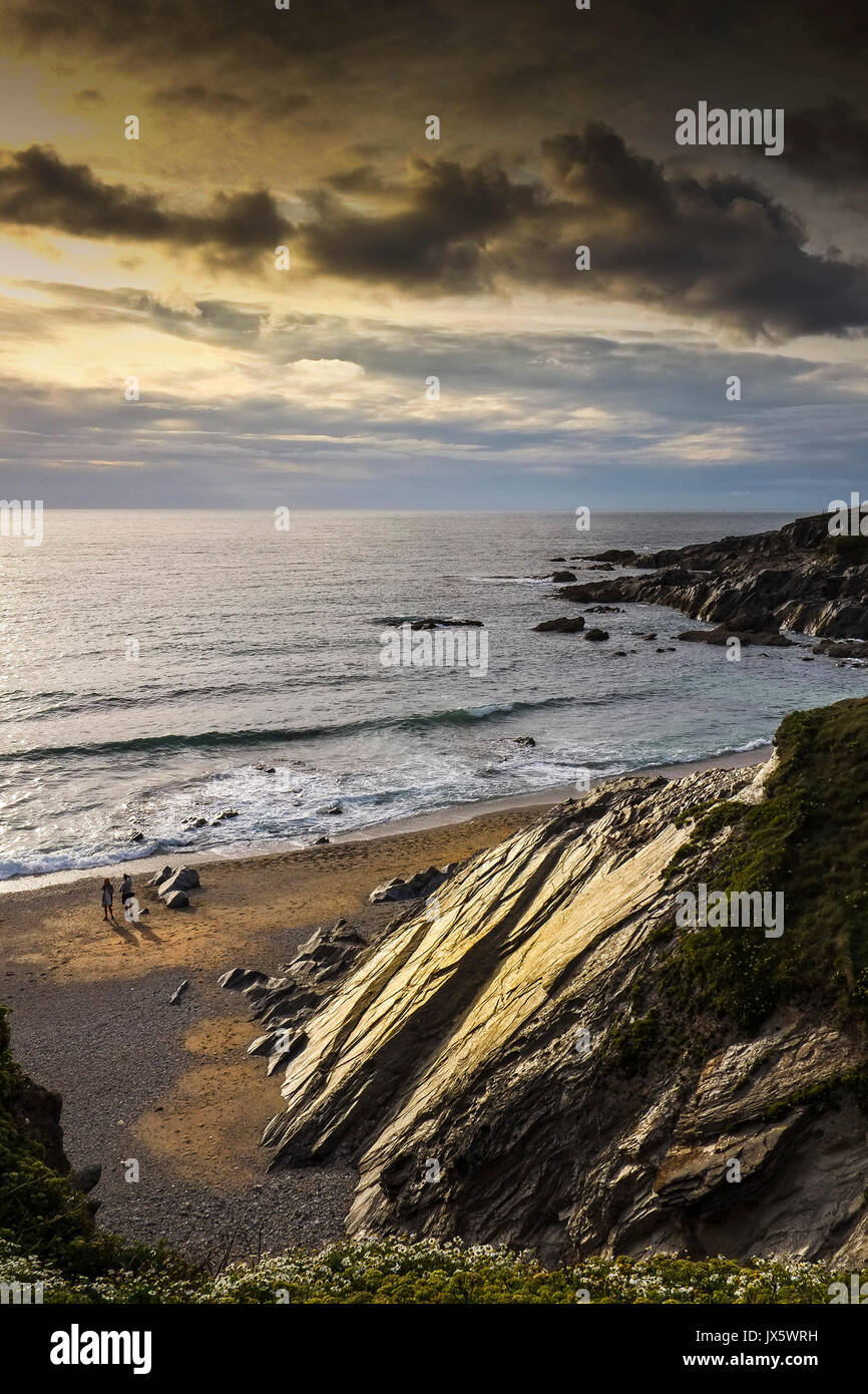 Little Fistral. Sunset over Little Fistral in Newquay; Cornwall. Stock Photo