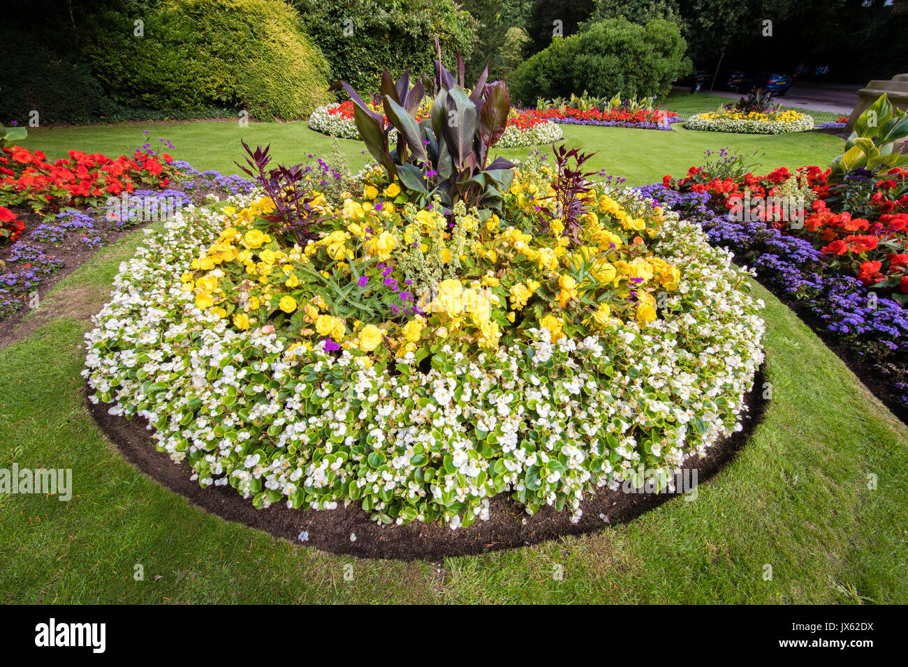 Colourful corporation flower beds in Victoria park Bath Somerset UK Stock Photo