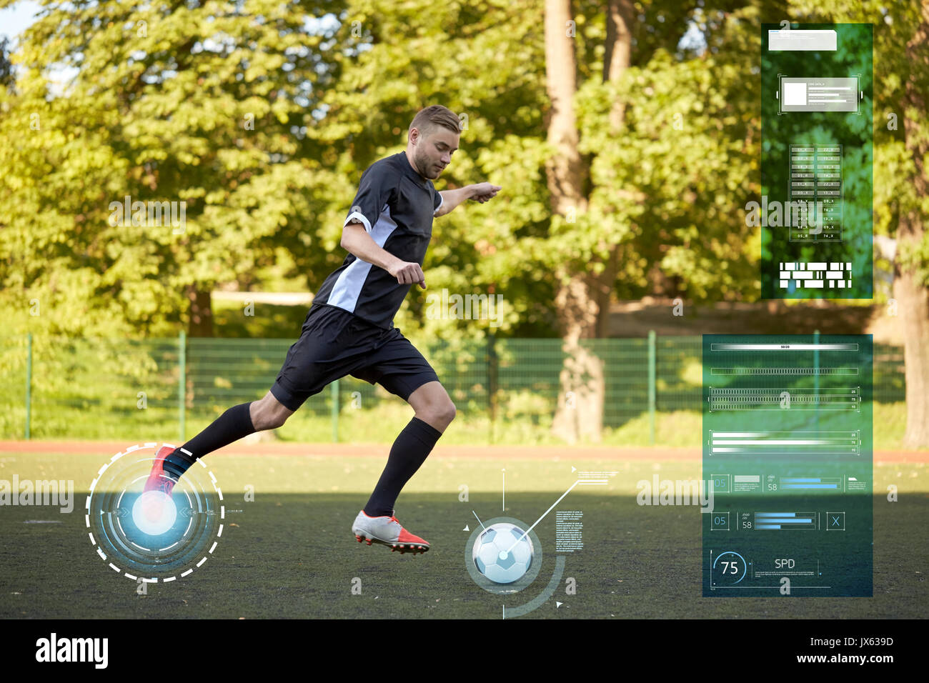 Soccer Player Playing With Ball On Football Field Stock Photo Alamy soccer-player-playing-with-ball-on-football-field-stock-photo-alamy