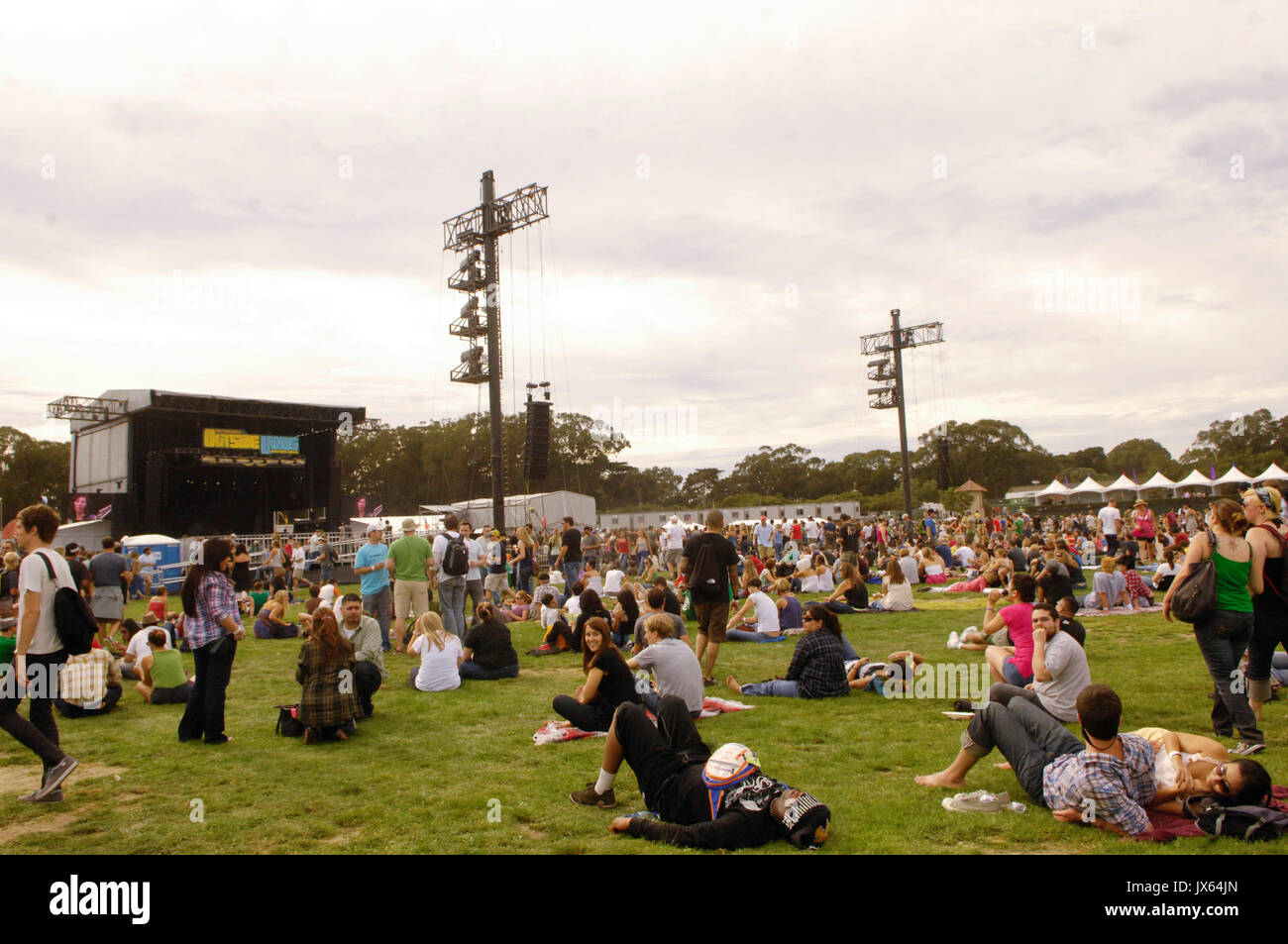 Crowd atmosphere 2009 Outside Lands Festival Golden Gate Park August 28,2009 San Francisco. Stock Photo