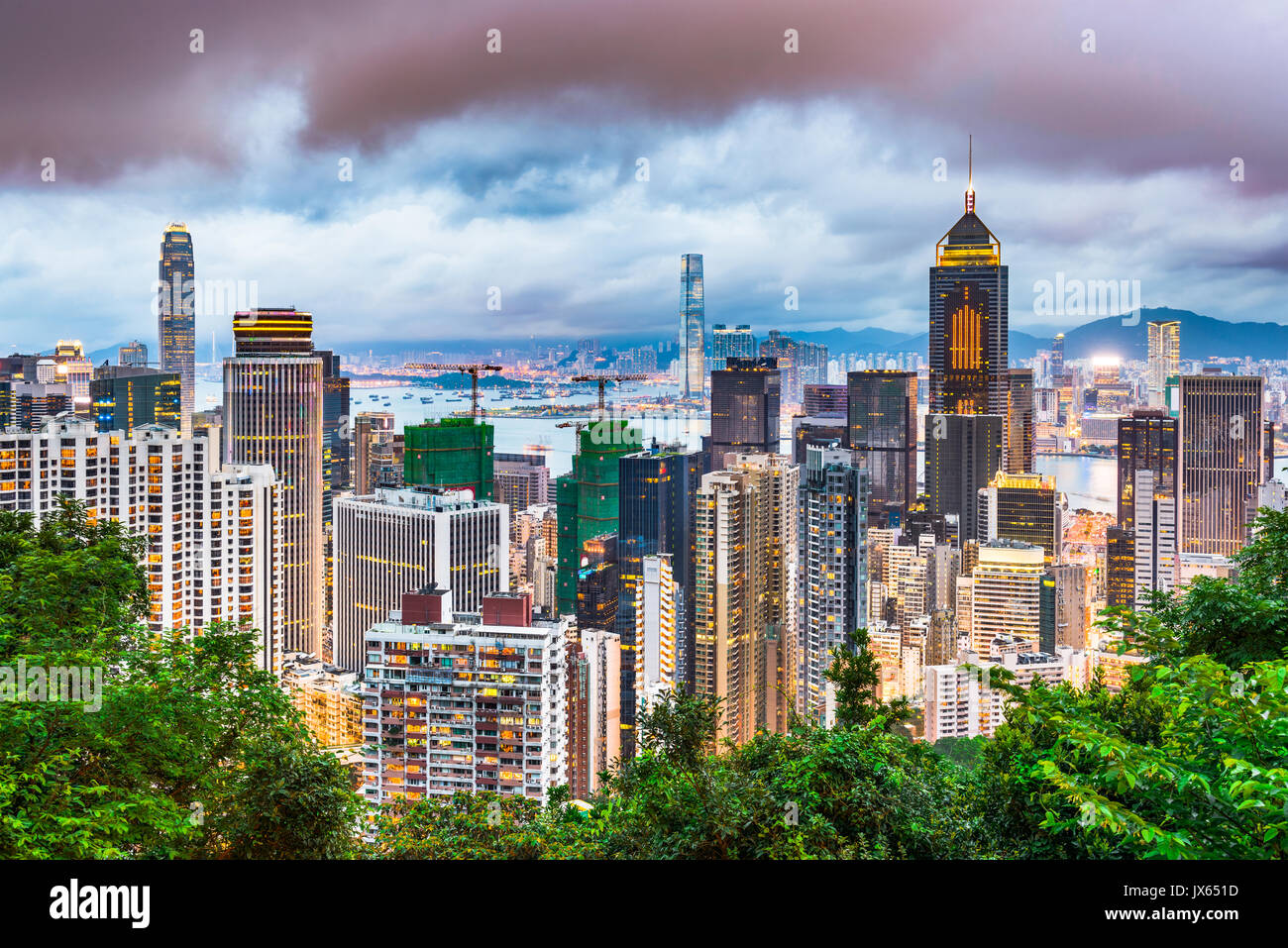 Hong Kong, China city skyline at dusk. Stock Photo