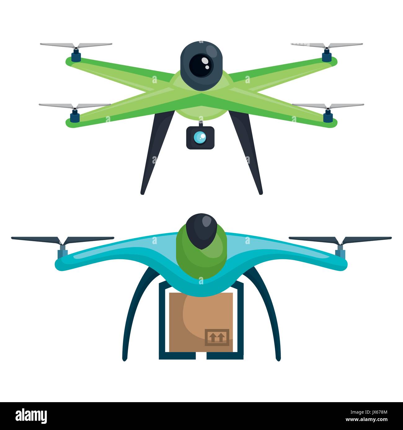 modern delivery of the package by flying drone vector illustration ...