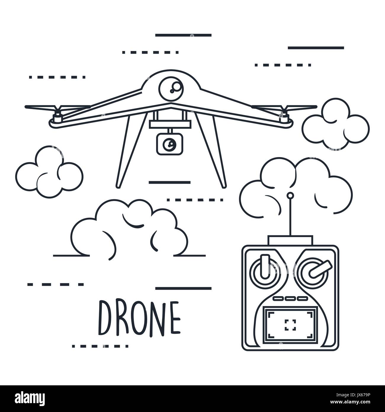 drone with remote control technology icon vector illustration Stock ...
