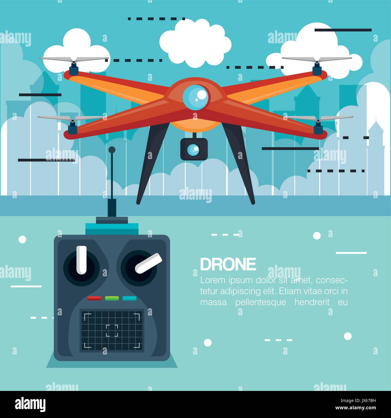 drone with remote control technology icon vector illustration Stock ...