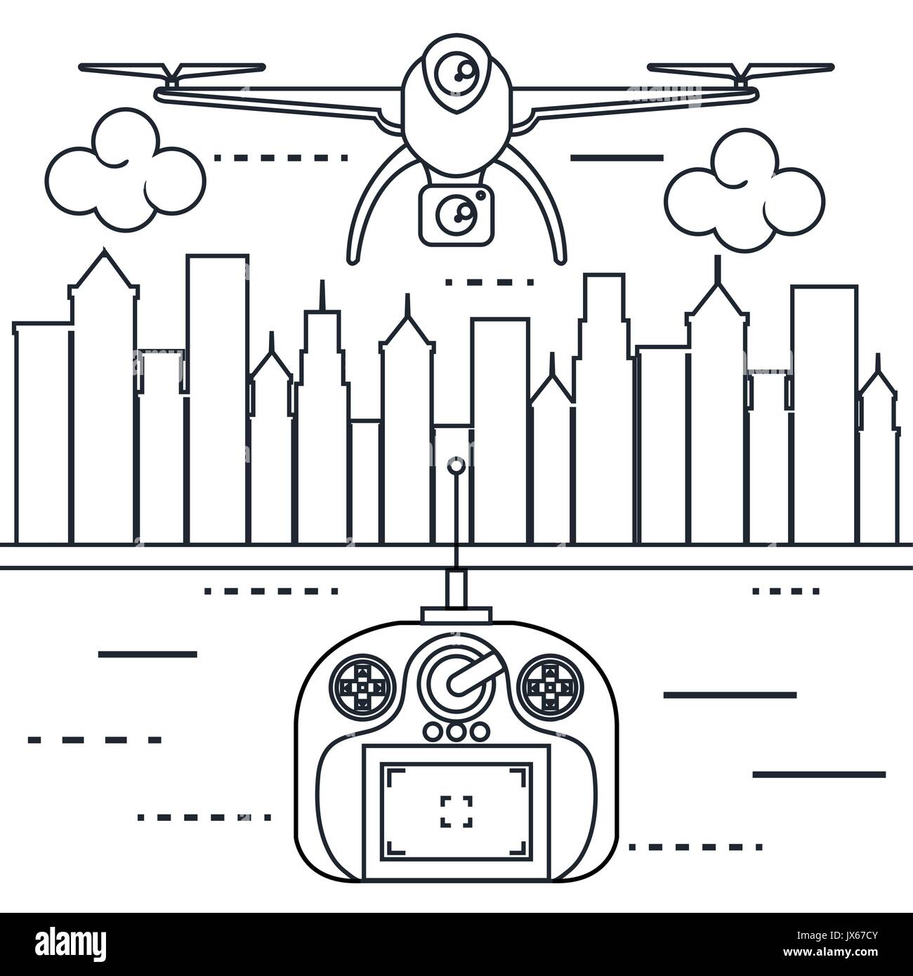 drone with remote control technology icon vector illustration Stock ...