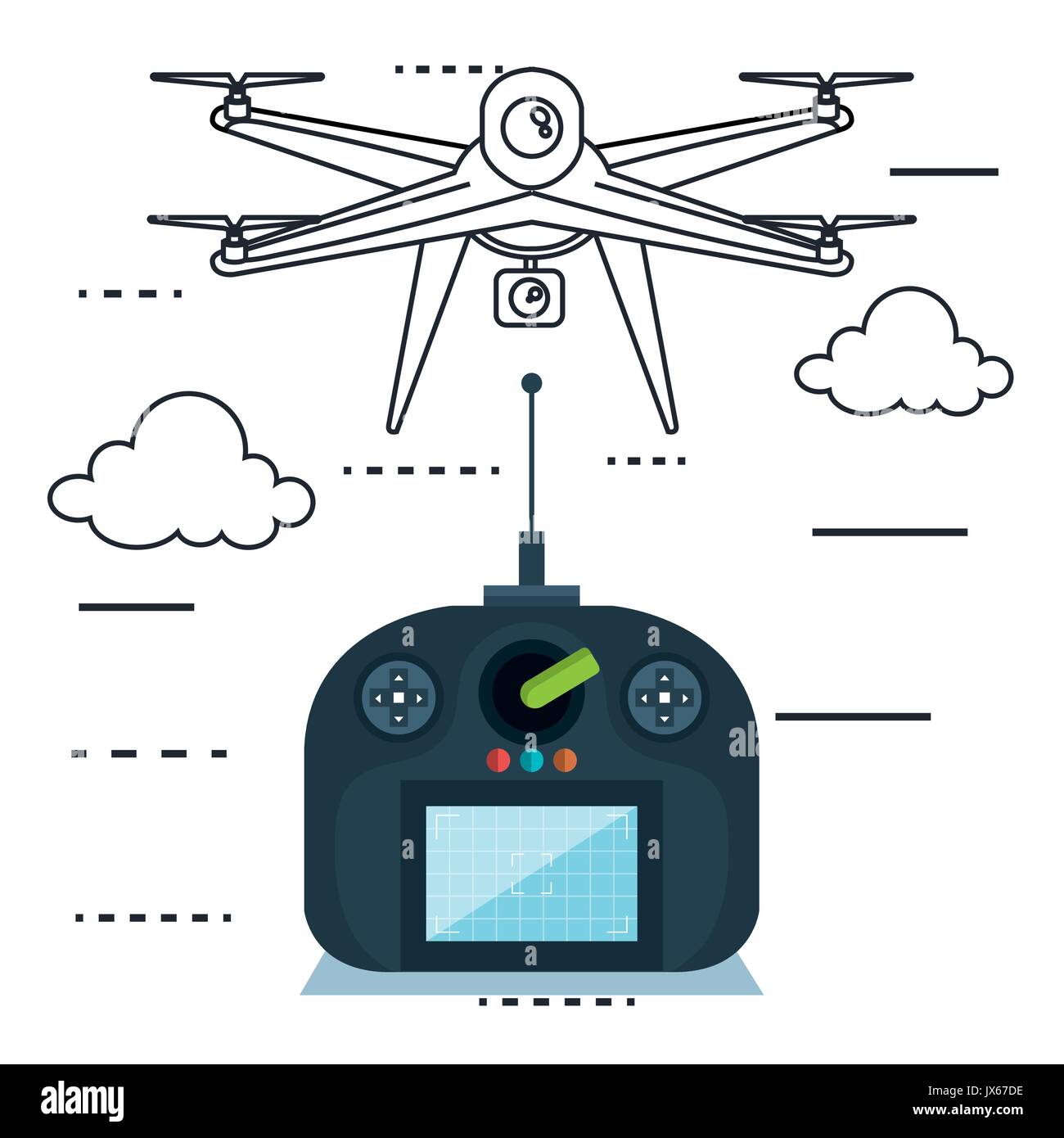 drone with remote control technology icon vector illustration Stock ...