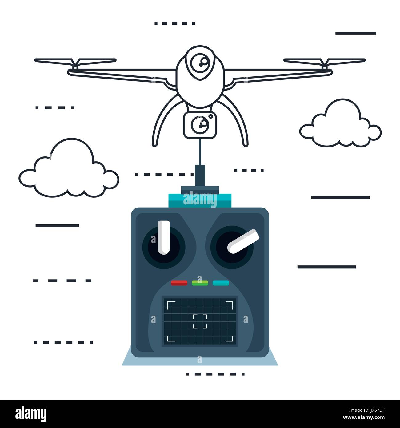 drone with remote control technology icon vector illustration Stock ...