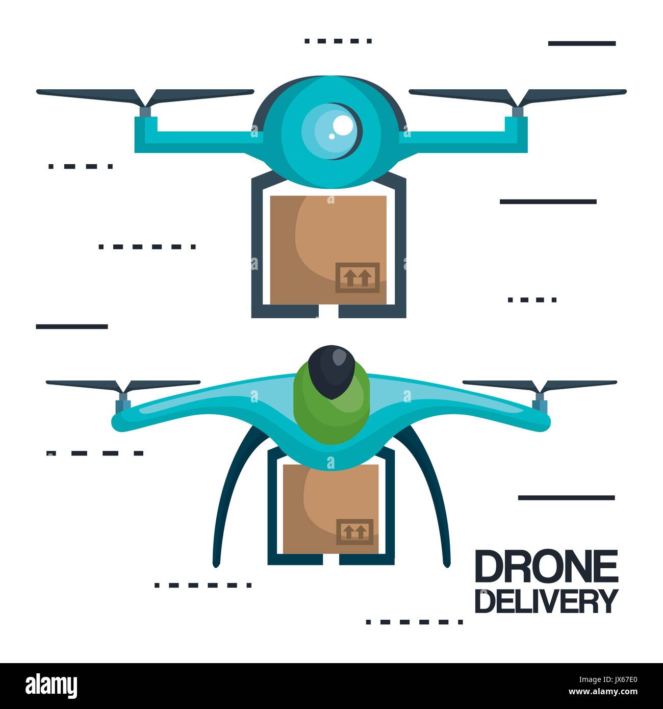 modern delivery of the package by flying drone vector illustration ...