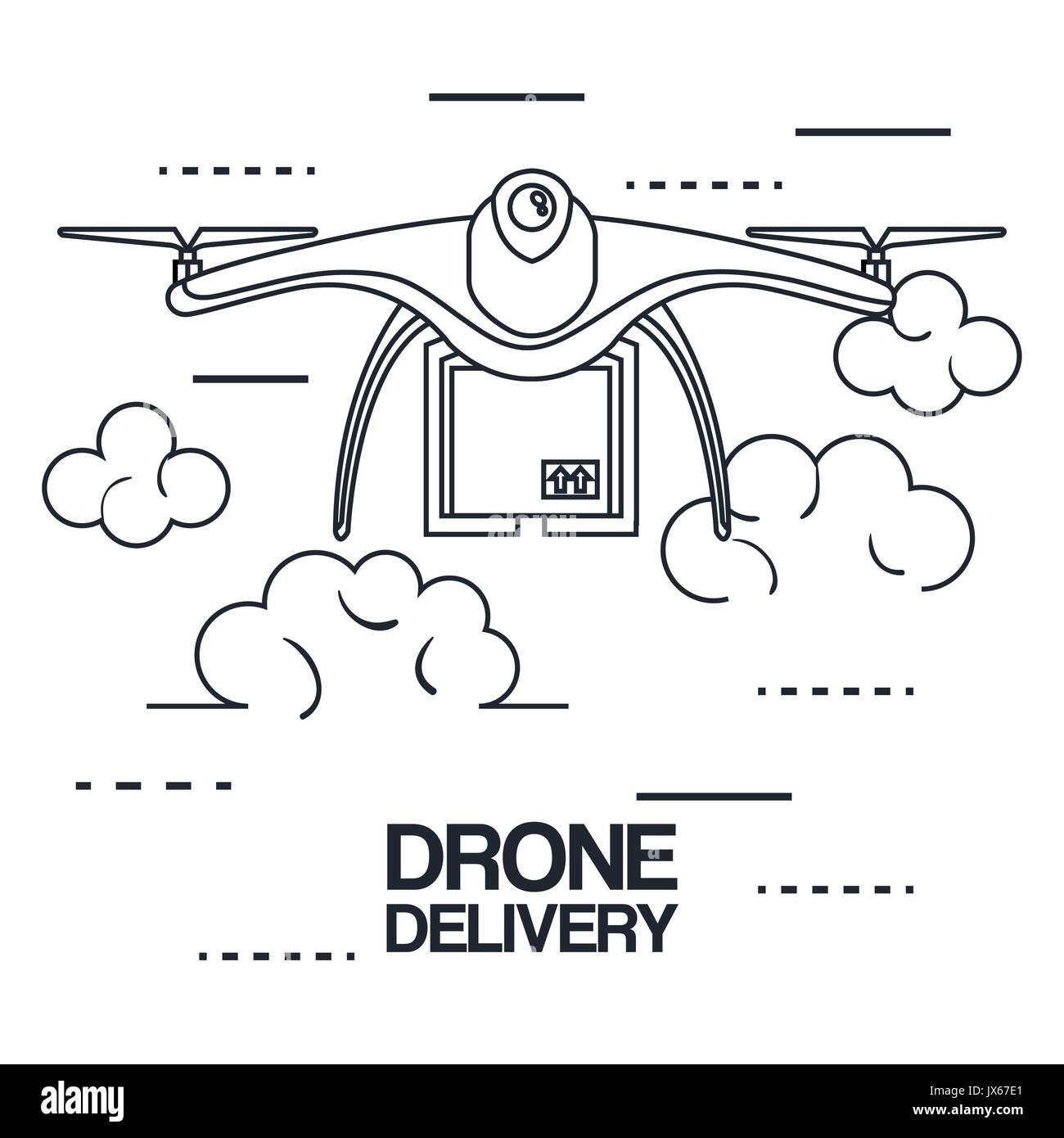 modern delivery of the package by flying drone vector illustration ...
