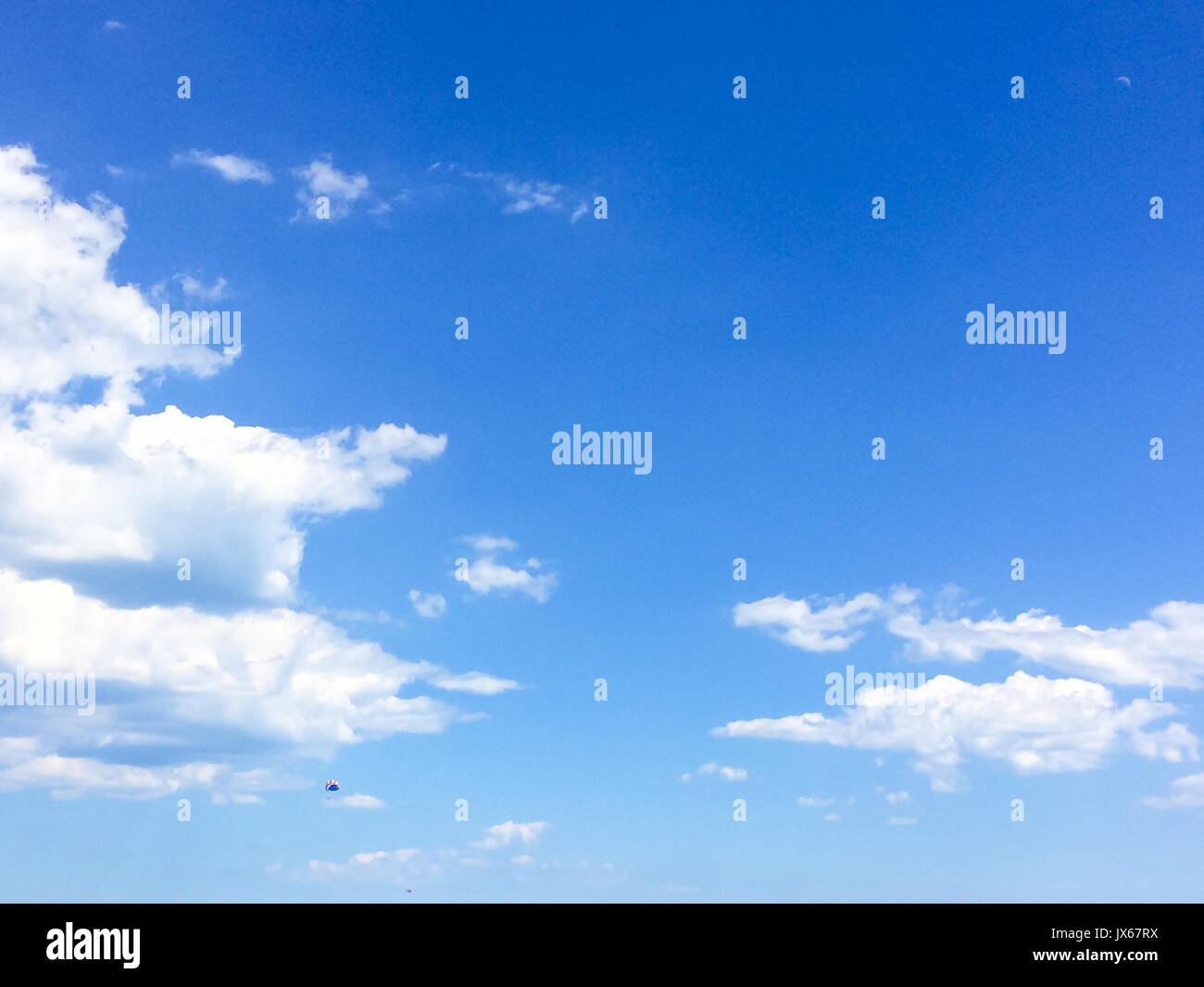 Blue Summer Sky with White Clouds Background Stock Photo - Alamy